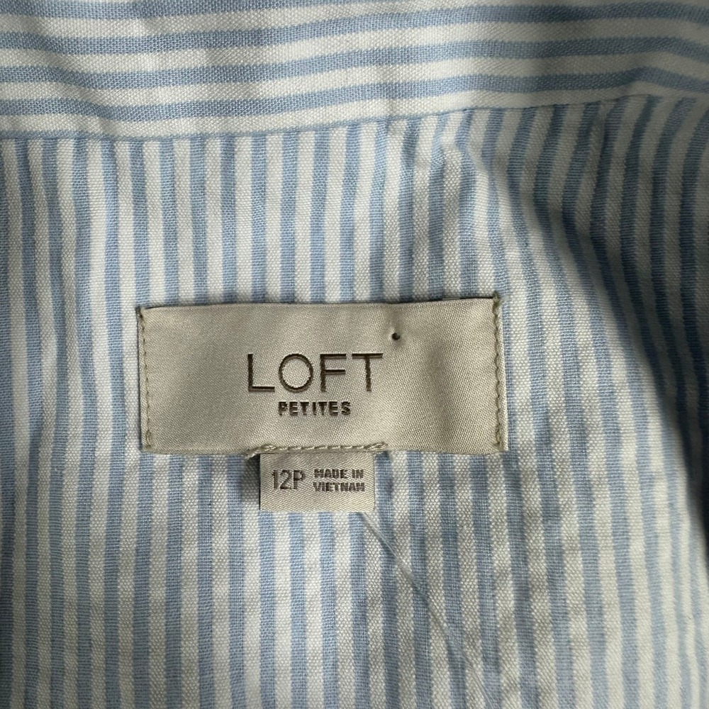 LOFT Petites Women's Blue Stripe Blazer Jacket Size 12 Petite NWT - Picture 3 of 10